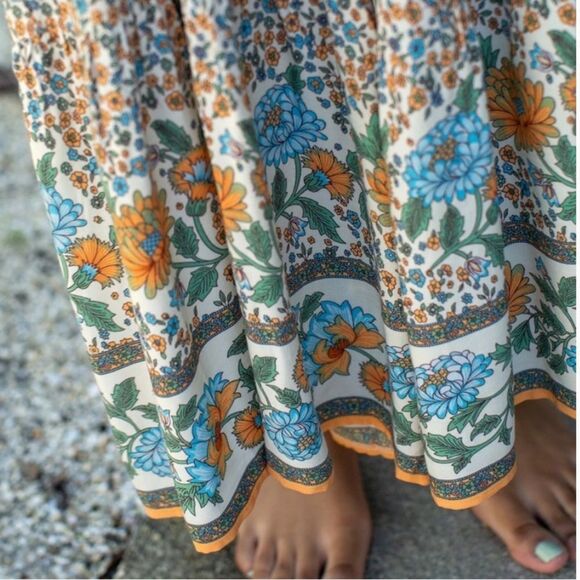 NATURAL LIFE Blue and Orange Bohemian (Zoe) Jumpsuit with adj straps- EUC! - Picture 7 of 14